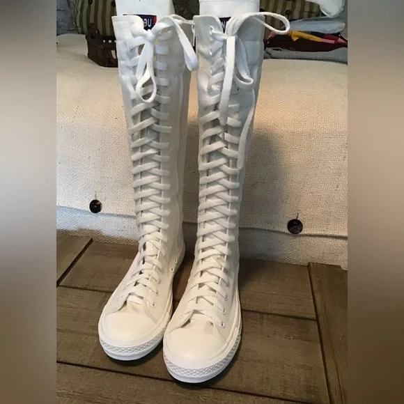 Yuanbu | Shoes | New Yuanbu White Canvas Knee High Sneakers